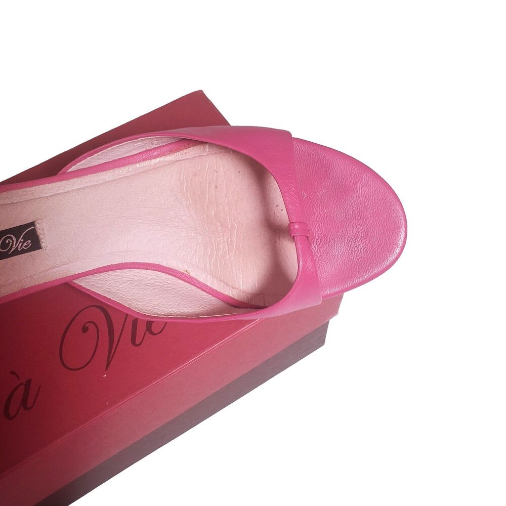 Vintage Vis A Vie Women’s Sandals Size 7M Pink Leather Toe Split Slip-On "Ariel" - Picture 4 of 11